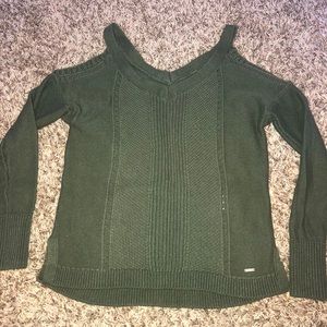 Hollister cold shoulder army green knit sweater